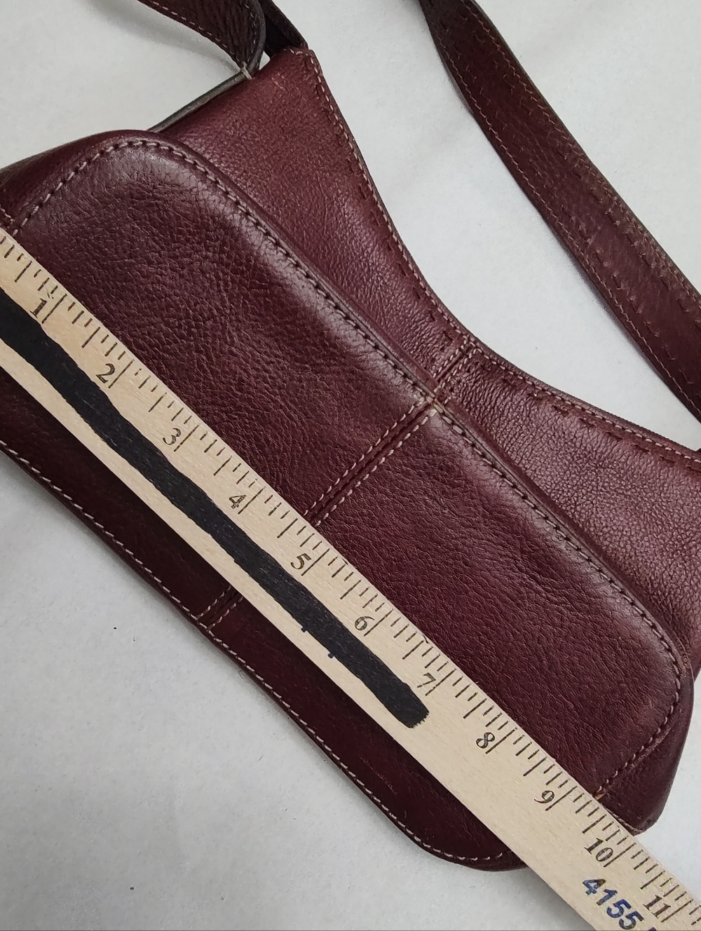 Vtg Fossil Red Leather Shoulder Bag Top-stitched No Key Fob, Clean Tan Interior - Picture 7 of 10